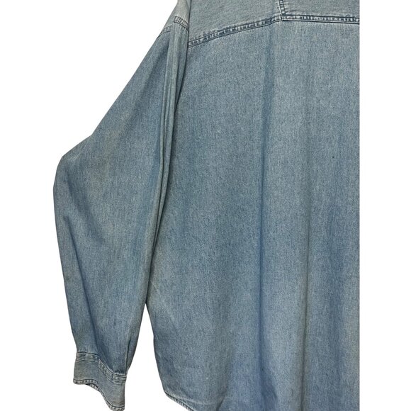 Vintage Men's XXL Denim Shirt Embroidered Star Stripe Design Pockets Y2K Westen - Picture 9 of 16